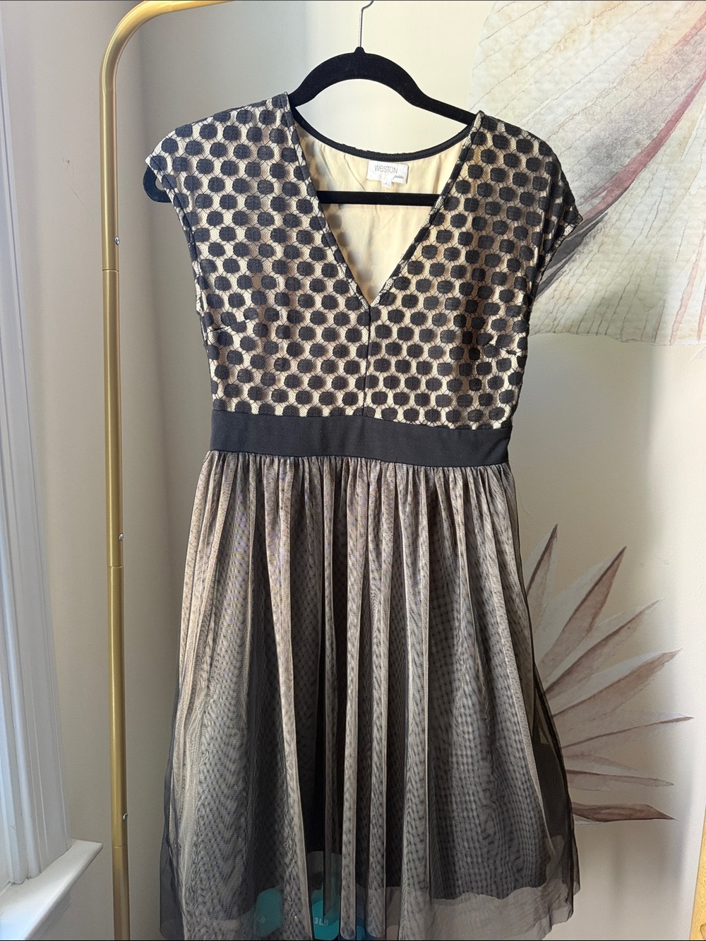 Weston Wear Black and Gold Fit & Flare Midi Dress